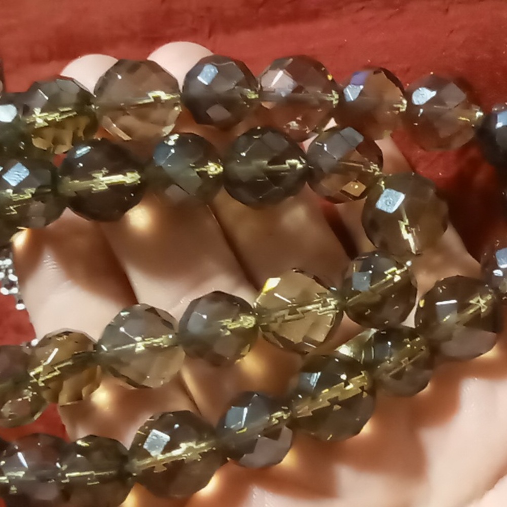 Semi precious crystal cut Wisky quartz Crystal layered necklace